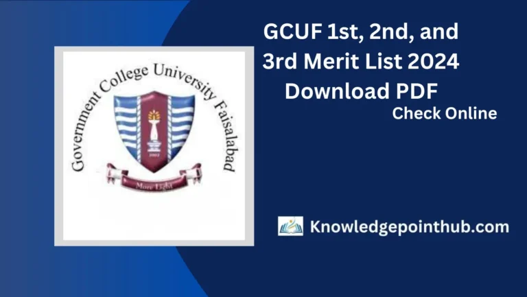 GCUF Merit List 2024 1st, 2nd, 3rd PDF Download