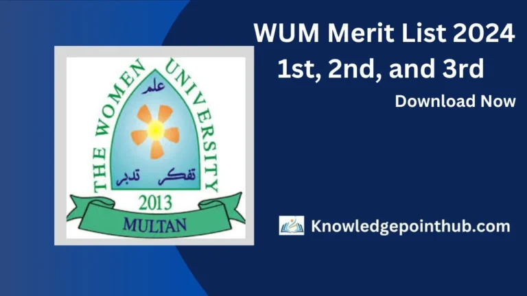 WUM Merit List 2024 1st, 2nd, and 3rd Download PDF