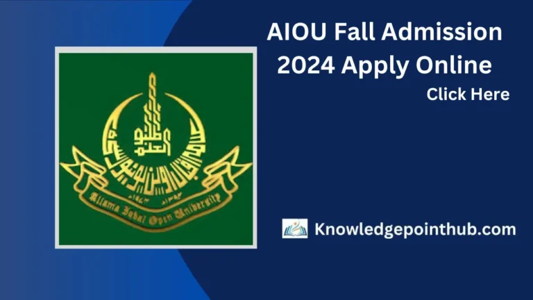 AIOU Fall Admission 2024 Apply Online