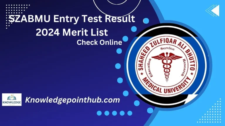 SZABMU Entry Test Result 2024 Merit List