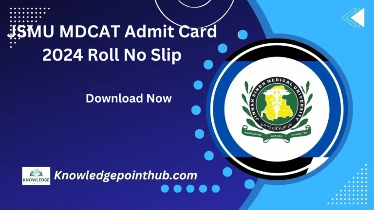 JSMU MDCAT Admit Card 2024 Roll No Slip